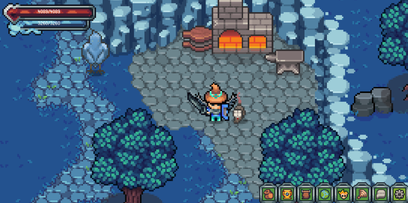 Kaetram screenshot — 2D pixel MMORPG town and players